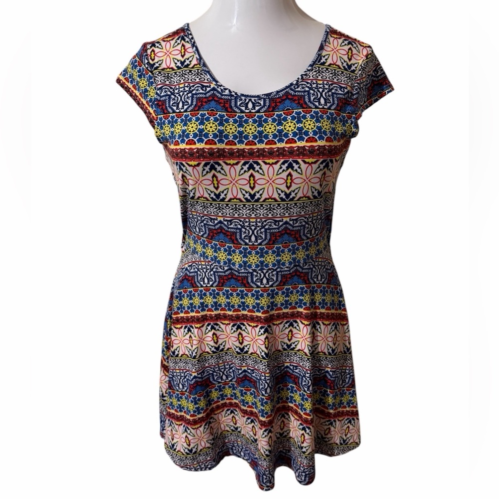 Say What Multicolor Striped Geo Print Mini Dress